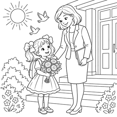 First Grader and Teacher at School