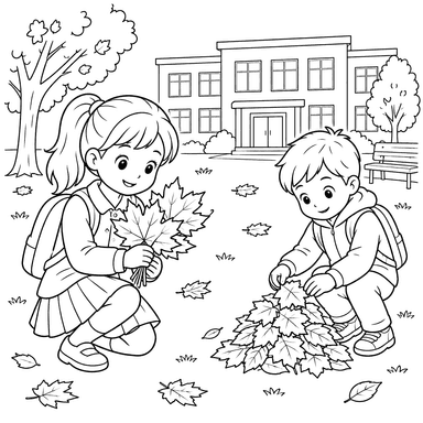 Autumn Schoolyard Coloring Page