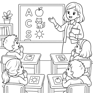 English Lesson Classroom Coloring Page