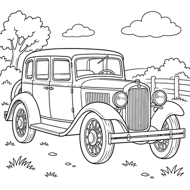 GAZ-A 1932–1936 Vintage Car Coloring Page
