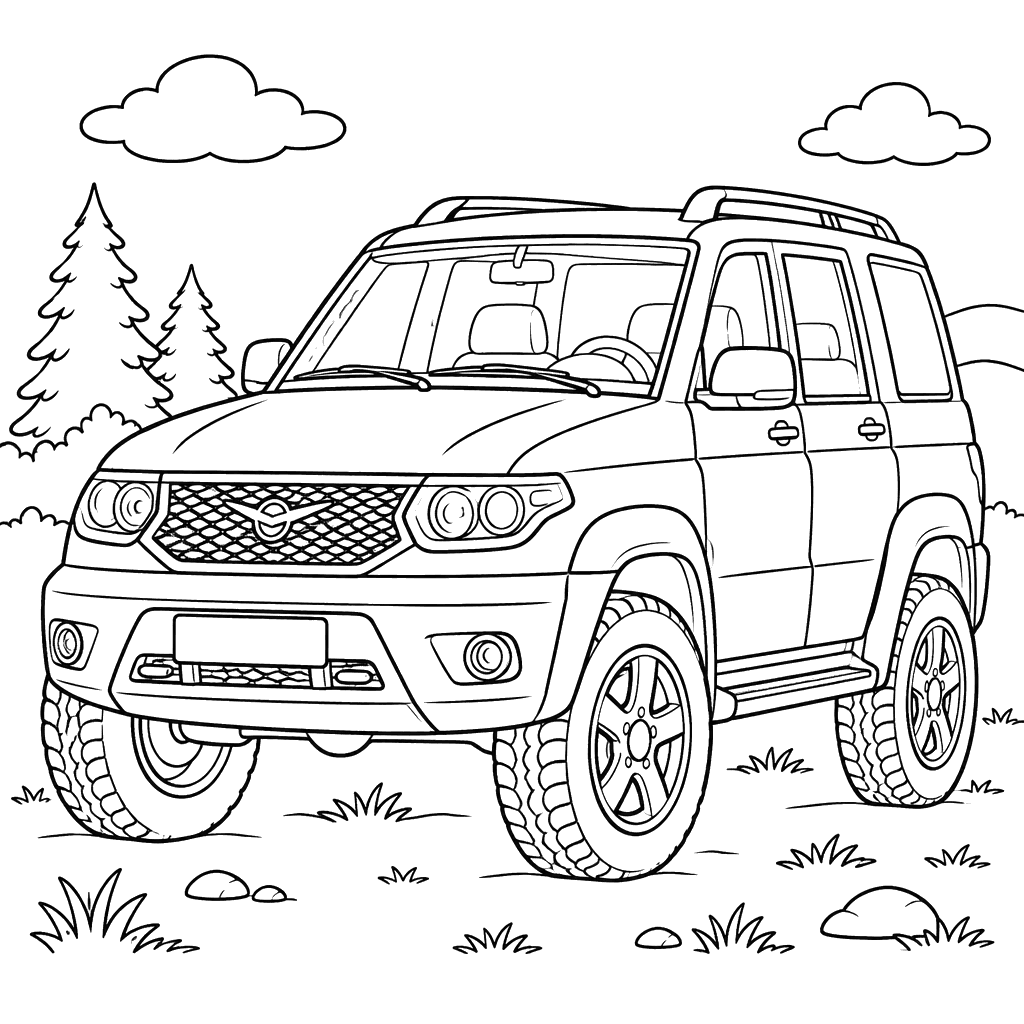 UAZ Patriot SUV (Since 2005) Coloring Page