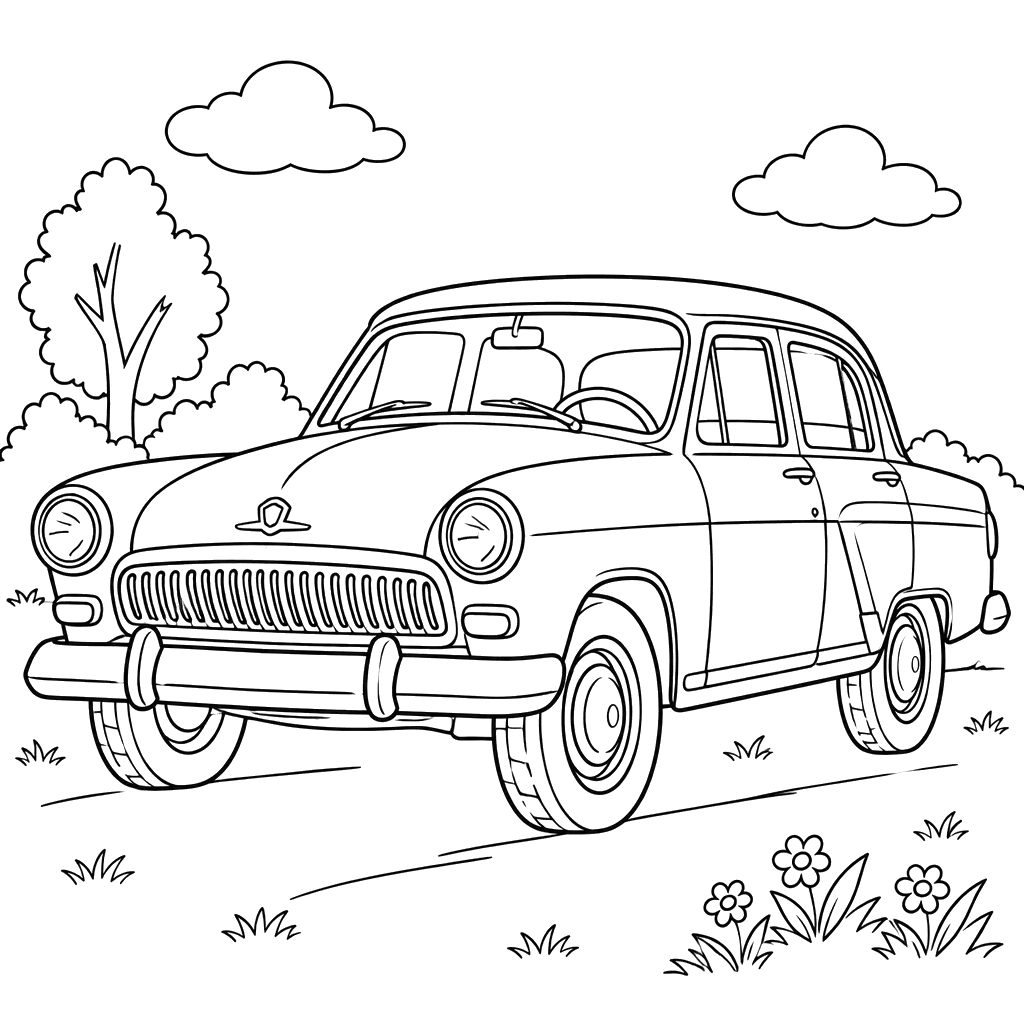 GAZ-21 Volga 1956–1970 Coloring Page
