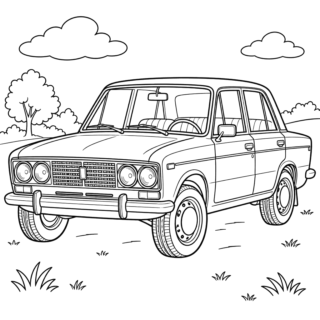 VAZ-2103 Zhiguli (1972–1984) Coloring Page