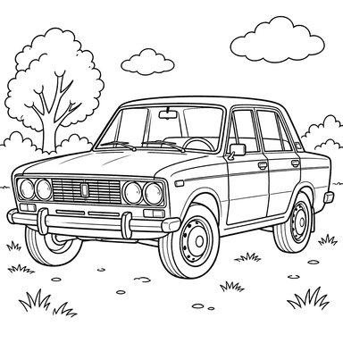 VAZ-2106 Zhiguli 1976–2006 Coloring Page