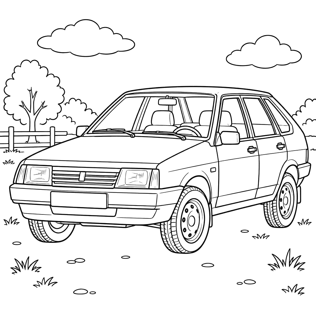 VAZ-2109 Sputnik (1987–2004) Coloring Page
