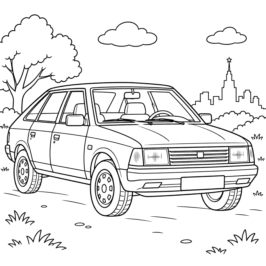 Moskvich 2141 (1986–1998) City Car Coloring Page