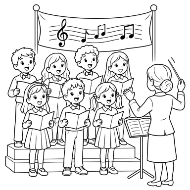 School Choir Coloring Page