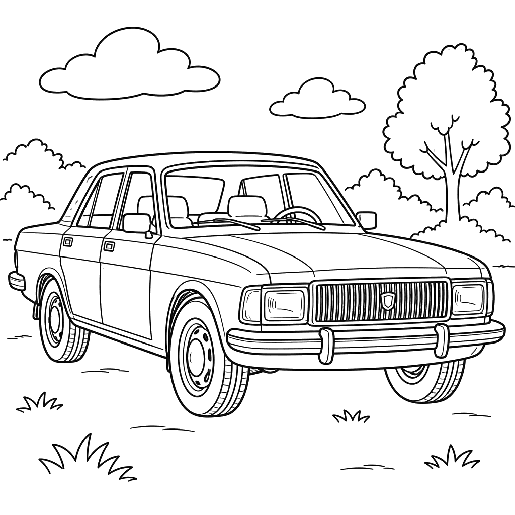 GAZ-3102 Volga (1982–2008) Coloring Page