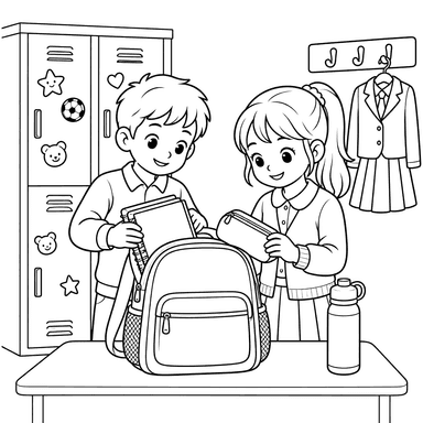 Students Packing a School Backpack