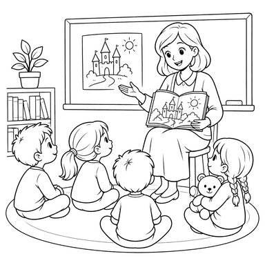 Teacher Reading a Fairy Tale to Children