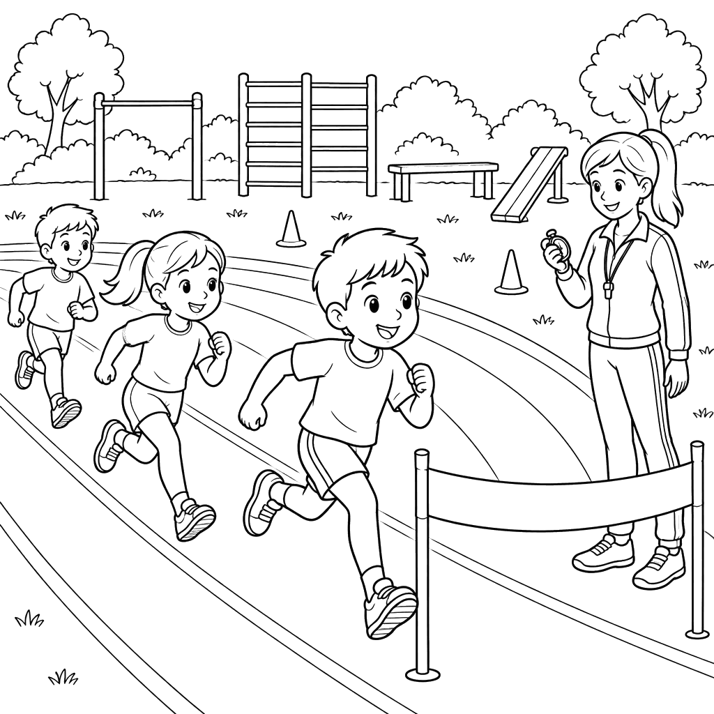 Outdoor PE Class Running Race