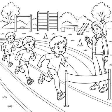Outdoor PE Class Running Race