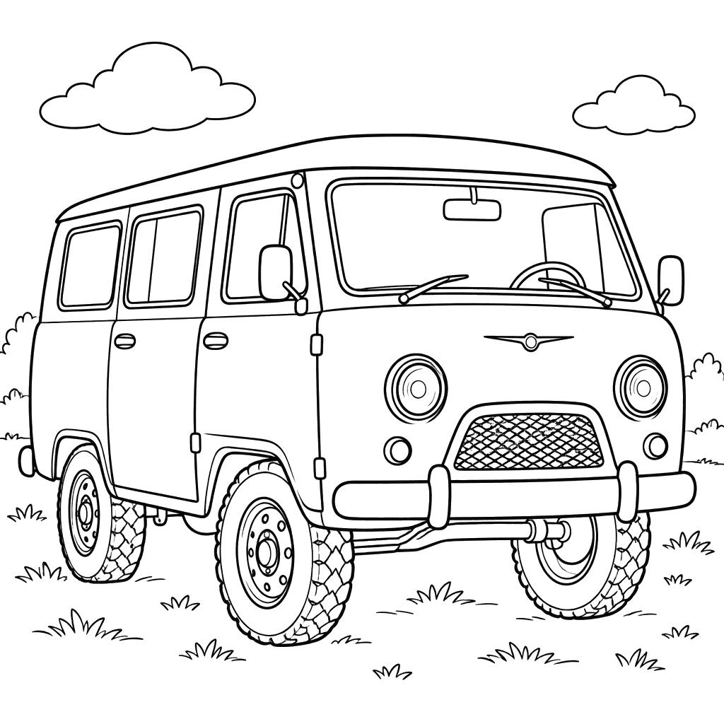UAZ-450 (1958–1965) Van Coloring Page