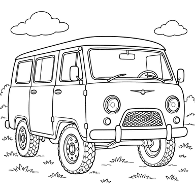 UAZ-450 (1958–1965) Van Coloring Page