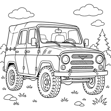 UAZ-469 1972–2007 Off-Road Vehicle Coloring Page
