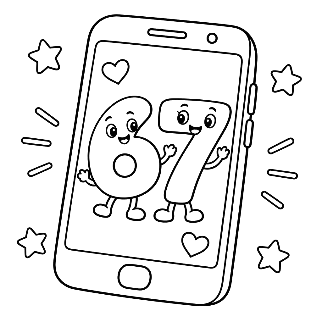 Numbers 6 and 7 on a Phone Screen