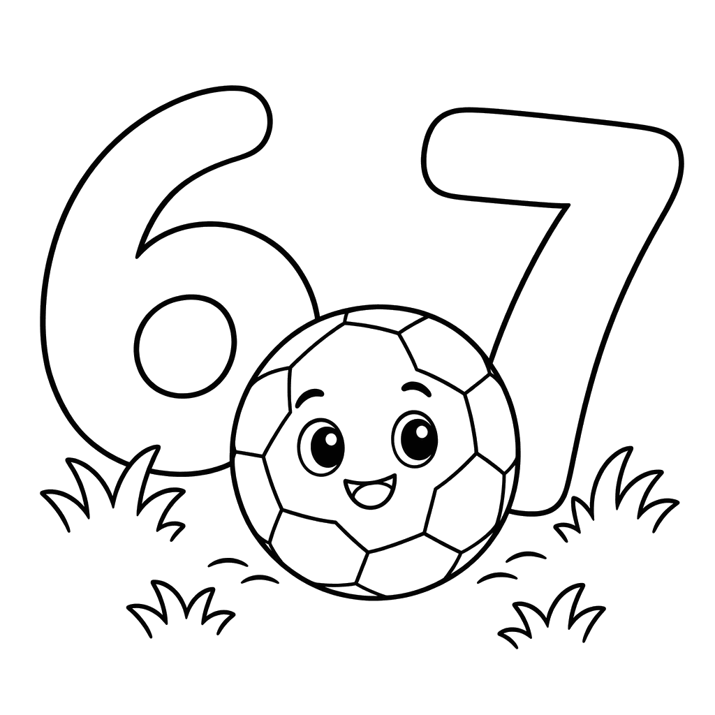 Numbers 6 and 7 with a Soccer Ball