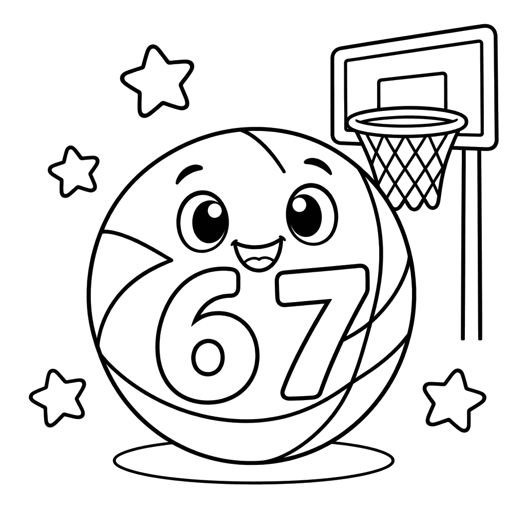 Numbers 6 and 7 on a Basketball