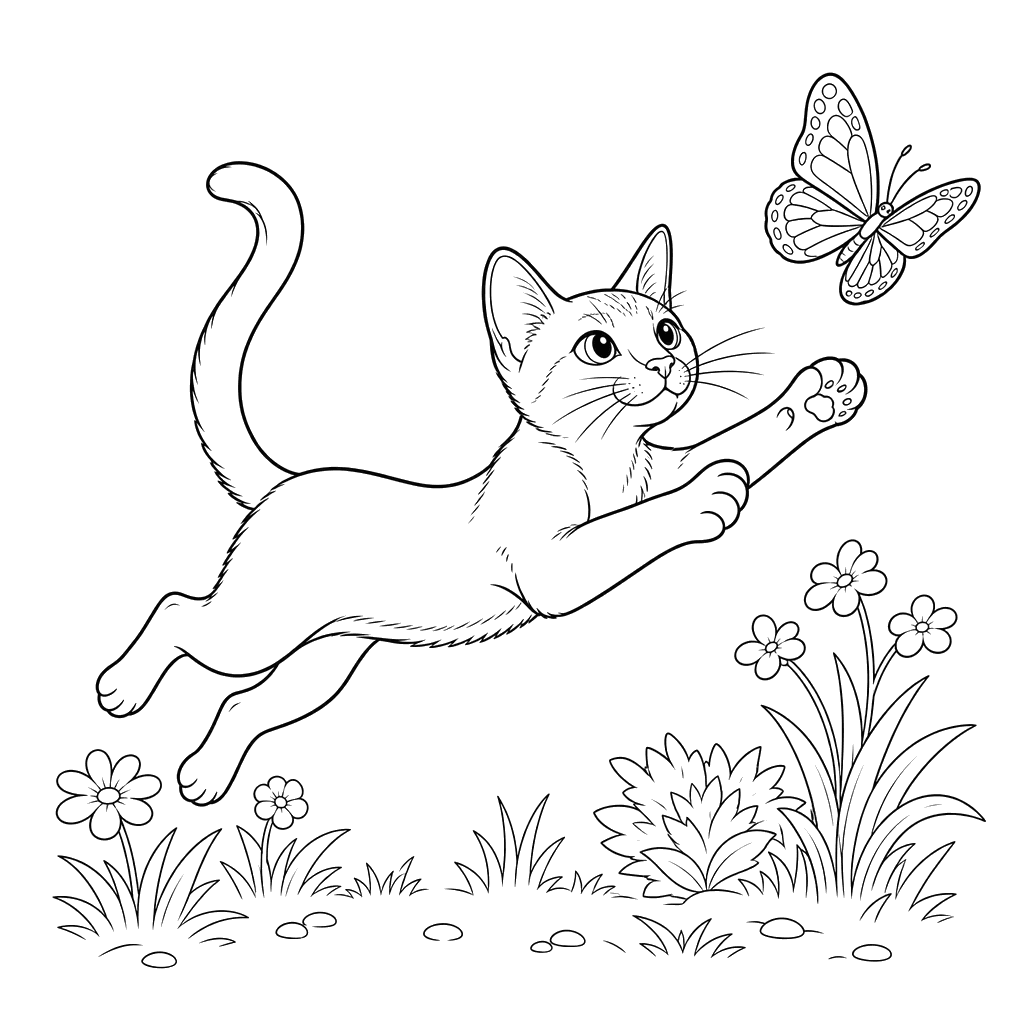 Abyssinian Cat and Butterfly