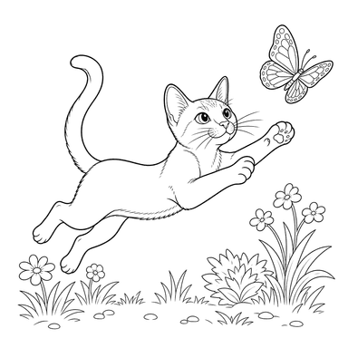 Abyssinian Cat and Butterfly