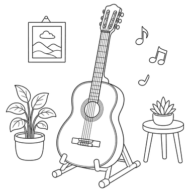 Acoustic Guitar on Stand