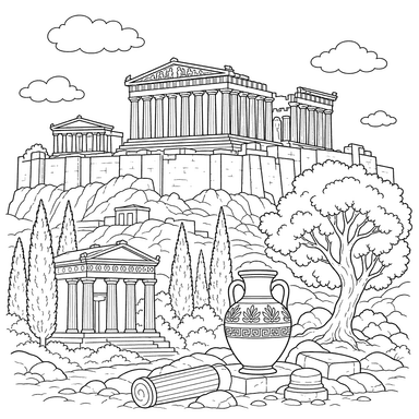 Acropolis of Athens Coloring Page