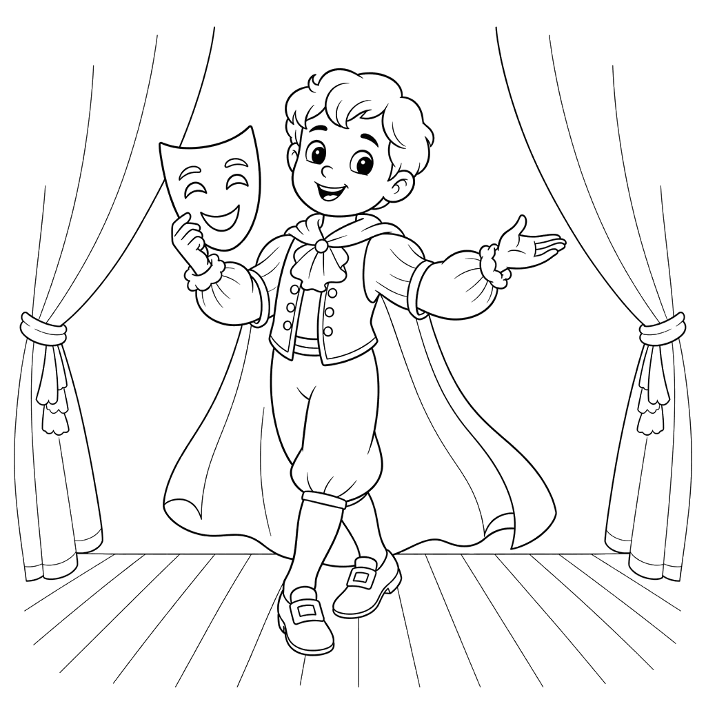Actor on Stage Coloring Page