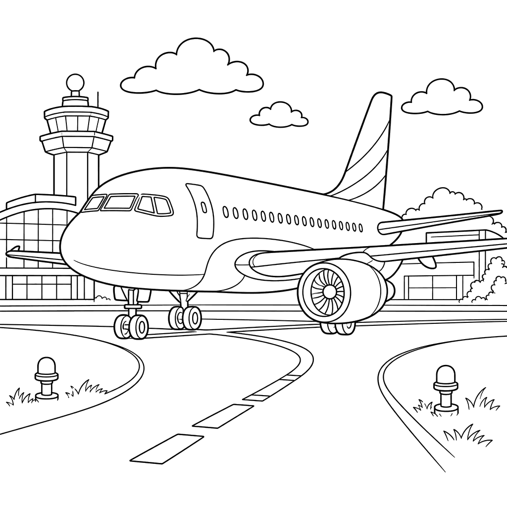 Airplane on Taxiway coloring page