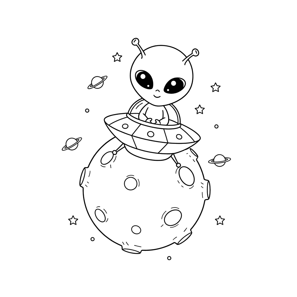 Friendly Alien Landing on the Moon