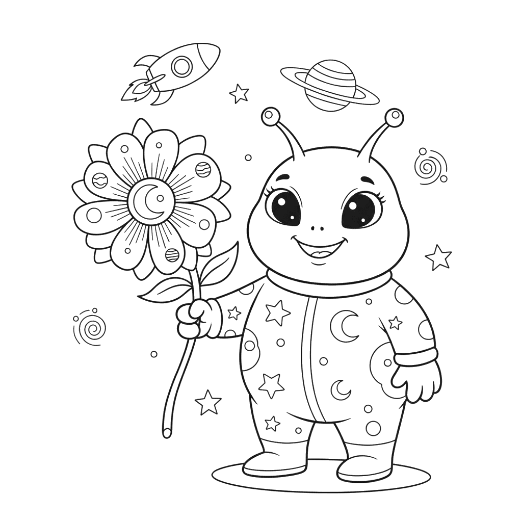 Alien with a Space Flower