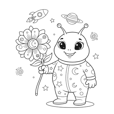 Alien with a Space Flower