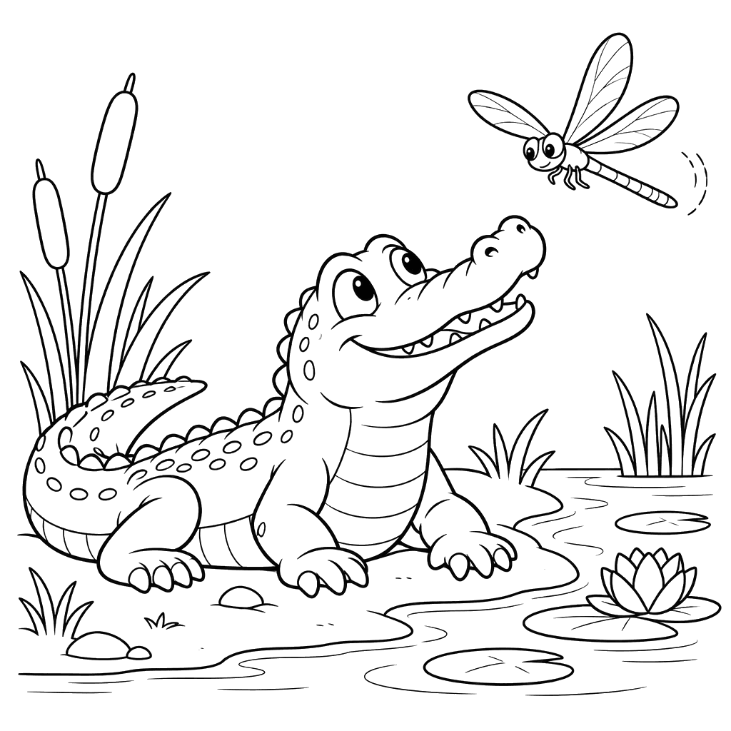 Alligator and Dragonfly