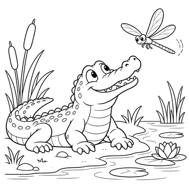 Alligator and Dragonfly