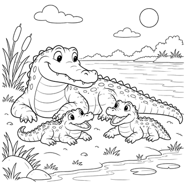 Alligator Family by the River