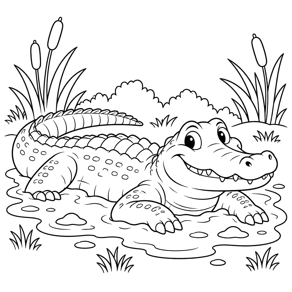 Alligator Relaxing in the Mud