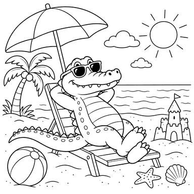 Alligator Relaxing on the Beach