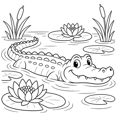 Alligator Swimming in a Swamp