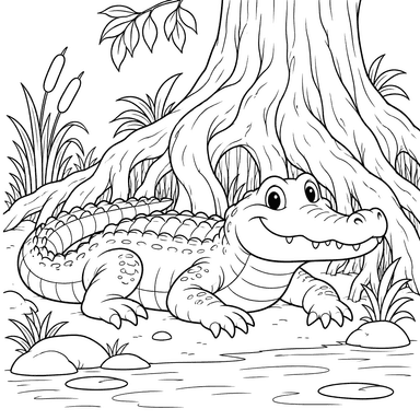 Alligator and Tree Roots