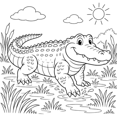 Big Alligator on Wet Grass