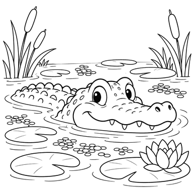 Alligator Peeking from Water