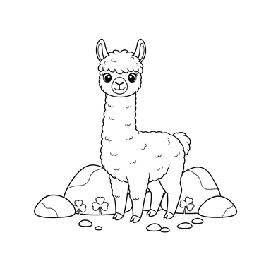 Alpaca among Rocks Coloring Page