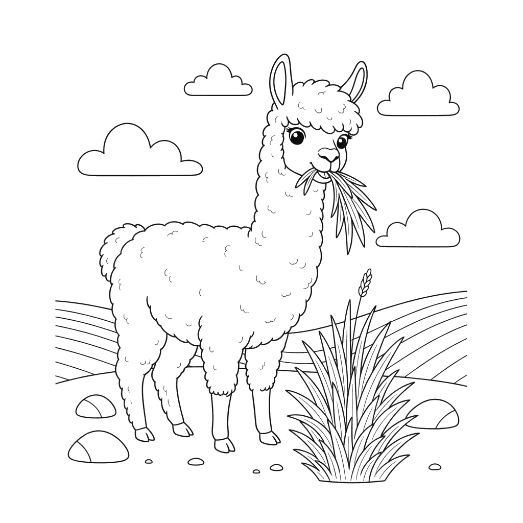 Alpaca Eating Grass