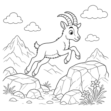 Alpine Chamois Jumping on Rocks