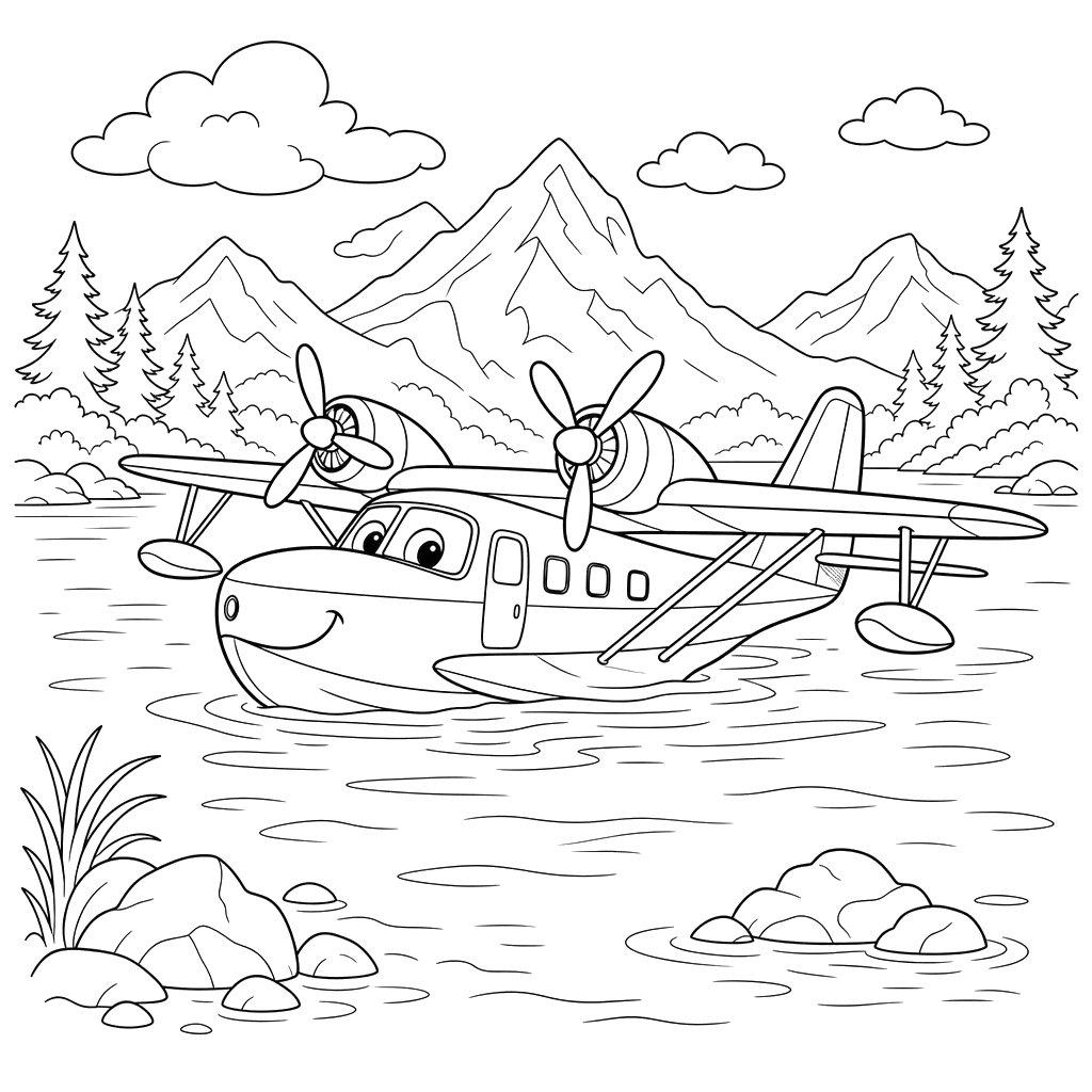 Amphibious Airplane on a Mountain Lake