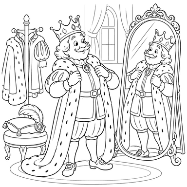 King Trying Outfits by the Mirror