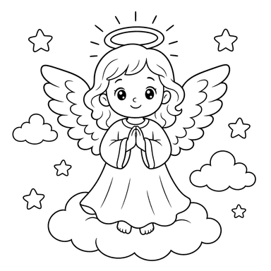 Angel with Glowing Halo Coloring Page