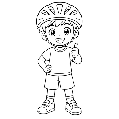 Anime boy with bike helmet coloring page