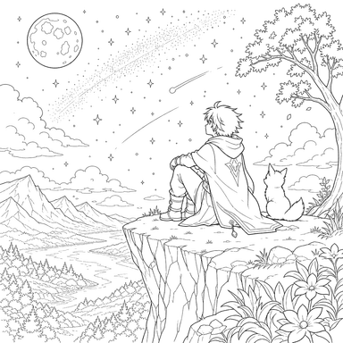 Anime Character Under the Starry Sky