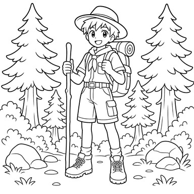 Anime Forest Tracker Coloring Page