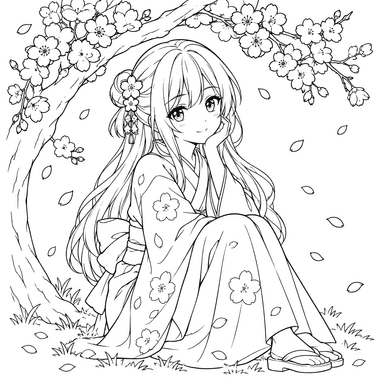 Anime Girl Under Cherry Blossoms